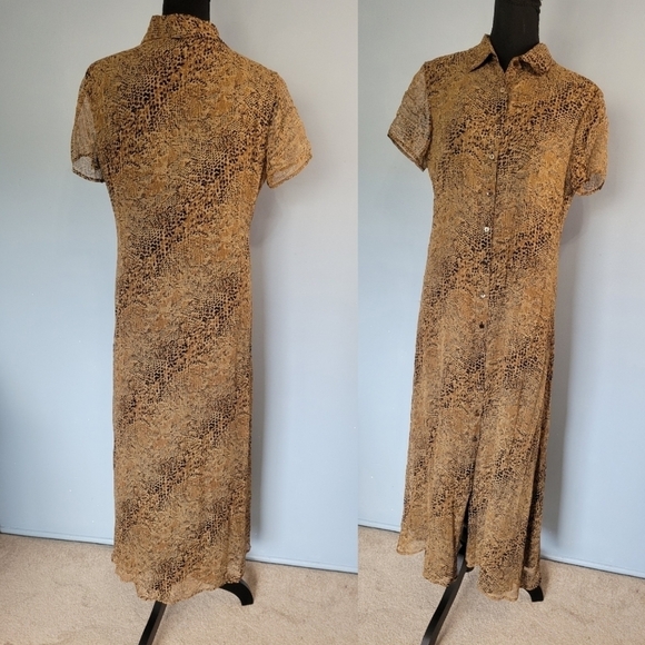 Vntg Robbie Bee Silk Animal Print Maxi Dress Size 8 - Picture 2 of 11